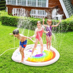 170cm Children Play Spray Mat Beach Inflatable Water Sprinkler Pad Outdoor Game Toy Lawn Swimming Pool Mat Kids Toys Bath Pad 240430