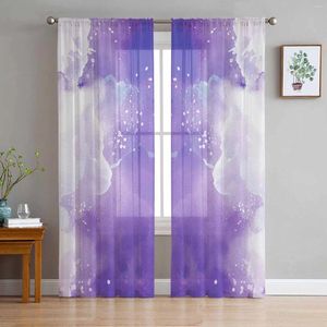 Curtain Purple Cloud Watercolor Art Tulle Curtains For Living Room Bedroom Children Decor Sheer