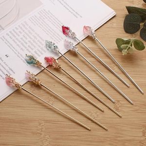 Hårklipp vintage kinesisk stil Hanfu Stick Women Metal Glaze Fork Chopsticks Hairpin Woman Jewelry