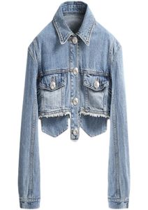 2021 Autumn Fashion design women039s cool denim jeans long sleeve short high waist coat jacket casual casacos SML9987801