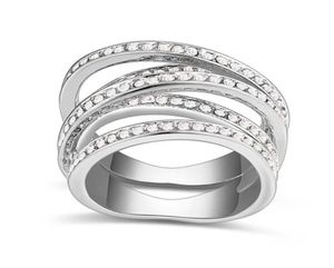 Ny ankomst för berömda varumärken Design Nickel Plated Spiral Wedding Rings tillverkade med österrikiska element Crystal Gift8545004