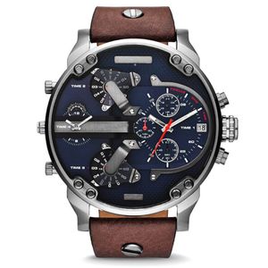 Mens Watch DZ Quartz 야외 스포츠 육군 시계 대형 다이얼 달력 가죽 스트랩 replogio masculino230w