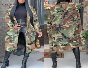 خريف 2021 Women039S Trench Coat Camo Long Emitengreen Print Outwear Outwear Outwear Woman Abrigo Mujer Coats7755475