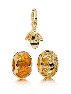 Popular de alta qualidade 925 Sterling Silver Fashion Gold Bee e Honeycomb Charme fofo para Acessórios de moda de jóias de colar Diy GI2105838