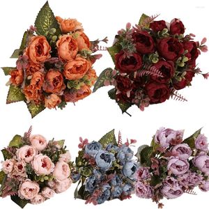 Fiori decorativi Mini PEONY Flower Bouquet artificiale per la decorazione del matrimonio fai da te.