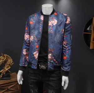 Plus rozmiar 5xlm Spring Floral Bomber Jackets Men Odzież 2021 Proste wszystkie dopasowanie Business Business Busines