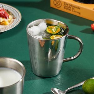 Mugs 300ML Double Simple 304 Stainless Steel Mug Reusable And Cold Water Cup For Home Large Capacity Non-slip