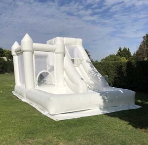 Jumper aufblasbare Hochzeit weiße Bounce Schloss mit Rutschen Springbett