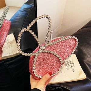 Shiny Diamond Butterfly Sequin Evening Bag Handbag and Purse Trendy Ladies Clutch for Wedding Party High Quality 240426