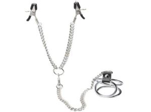 Male Sex Toy BDSM Fetish Bondage Gear Clover Nipple Clamps with Threering Penis Ring Cock Restraint Cheap New Design4483751