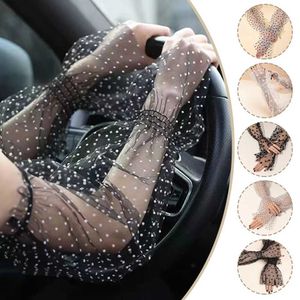 Sleevelet Arm Sleeves New womens sunshade arm covers mesh lace sports glove summer polka dot outdoor heart-shaped Q240430