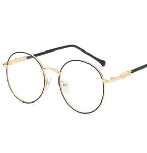 Neue Frau Brille Optische Rahmen Metall Runde Gläser Rahmen klares Objektiv Augenzeug schwarzer Sier Gold Eye Glass FML1424677