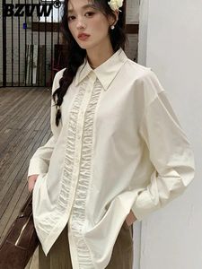 Bluzki damskie BZVW chińskie koszulę dla kobiet Lapel Long Rleeves Solidny kolor pojedynczy piersi luźne bluzki moda 2024 Odzież x4010