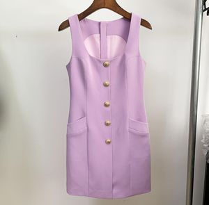 Фиолетовое высшее качество оригинального дизайна Women039s повседневное платье без рукавов Сексуальные леди элегантные летние платья Square Collar5862588