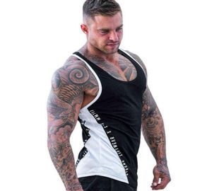 Men Bodybuilding Tank Tops Gym Workout Fitness Cotton Sleeveless shirt Running Clothes Stringer Singlet Male Summer Casual Vest 211030494