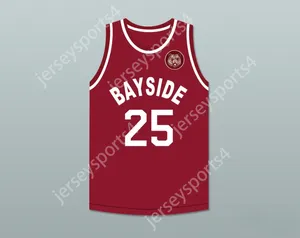 Anpassade Nay Mens Youth/Kids Saved by the Bell Zack Morris 25 Bayside Tigers Away Basketball Jersey inkluderar Tiger Patch Top Stitched S-6XL