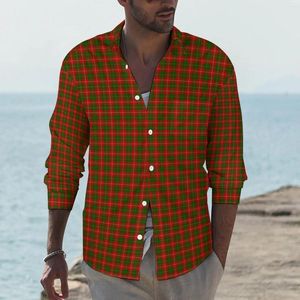 Erkekler Sıradan Gömlek Kırmızı Yeşil Ekose Gömlek Sonbahar Vintage Check Man Serin bluzlar Uzun Kollu Grafik Y2K Giysileri Artı Boyut 3xl 4xl