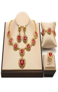 Ohrringe Halskette exquisite Dubai Gold Bunt Schmuck Set Ganz 2021 Nigerianische Hochzeitsdesign Afrikanische Perlen Frauen Kostume4713162