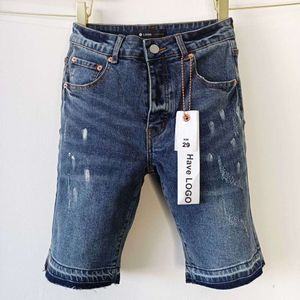 Purple Jeans Designer Purple Brand Men's 2024 Summer Classic Speckle Printing Shorts Löst midja rak ben naturliga färg jeans plus storlek mäns shorts 4860