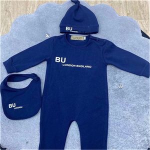 Designer baby onesies hatt haklappar burp dukar sätter spädbarn bodysuit romper bomull rompers pojkar flickor kostym overalls kläder jumpsuit bodysuits for bebies b1