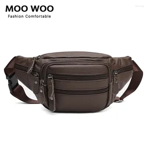 Waist Bags MOOWOO Genuine Leather Shoulder Bag For Men Male Crossbody Anti-Theft Short Travel Messenger Chest Sling Fashion