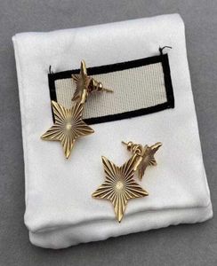 Luxury earrings vintage stainless steel pentagram stud womens gold color letter ear earring jewelry accessories jewlery designer f4671558