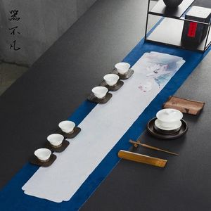 Tea Napkins Waterproof Mat Zen Table Runner Printing And Dyeing Chinese Cotton Linen Fabric Strip Cloth Drain Teapot Platform Towel Pad