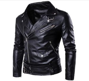 Tamanho M5xl Moda punk Men Slim Lanteling Zipper Zipper Leather Jacket Man Casat Overcoat Qualidade D1012953277