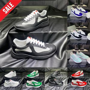 Americas Cup Designer Casual Shoes For Mens Downtown Low Top Sneakers Vintage Patent Leather Black White Green Platform Luxury Trainers Work Walk Shoe