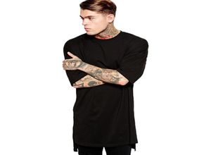 Cotton Streetwear Brand Clothing Men039s T Shirt Hip Hop Side Split Tshirt White Long Line Tops Men Tees Tall BMTX03 F7633230