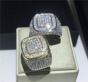 Anel de hiphop masculino artesanal 925 Pavimentação de prata esterlina 5a Cz Stone Declaração Banda de casamento Rings para homens Jóias de festa de rock de moda99997066