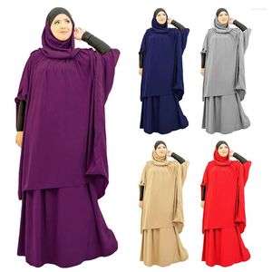 Ubranie etniczne Eid Ramadan z kapturem Khimar spódnica 2pcs Ustaw kobiety muzułmańskie odzież modlitewną islam tradycyjny arabski szatę Abayas Kaftan Abaya