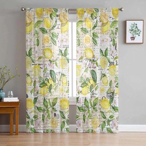 Curtain Summer Watercolor Lemon Tulle Curtains For Living Room Bedroom Children Decor Sheer