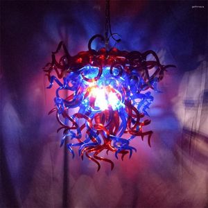Lampadari vino rosso con colore blu a mano in vetro soffiato lampadario speciale arte illuminazione artistica