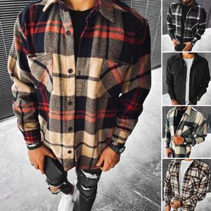 Camisas casuais masculinas 2021 Fashion Spring Spring Flannel Hom