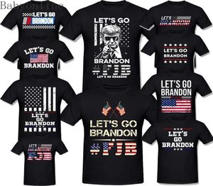 Давайте пойдем Брэндон Письмо Черная футболка Американская флагская печать повседневной шортлевик