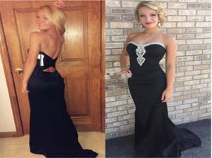 Mermaid Black Formal Evening Dresses 2017 ELEGNT Sweetheart Backless Vestido de Festa Pearls Abendkleider Crystal Prom Gowns3006098