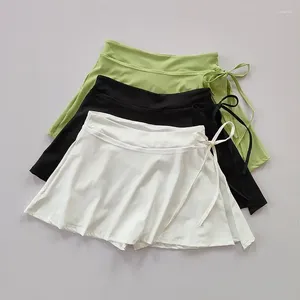 Spódnice houzhou sportowe spódnica tenisowa Kobiety Szybkie suszenie kieszeni Side Podziel spośród elastyczne spodnie jogi na lato letnie