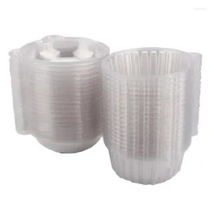 Baking Moulds 100Pcs Cupcake Plastic Cups Muffin Pods Dome Cake Box Bag Decorating Pastry Party Tools