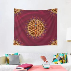 Tapissries Flower of Life Chakras Spiritualitet Yoga Zen Tapestry Room Estetic Custom