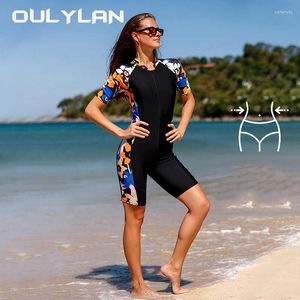 Women's Swimwear Oulylan Women Wetsuit Kayaking One-Piece Diving Suit Snorkeling Surfing Clothes Beach Sun Protection Short Sleeved Swimsuit