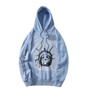 Новая статуя Liberty Off Fashion White Black Mens Designies Hoodies Cotton Casual Hoodie Lose Whoodhirts Blue Whirt Color S8857684