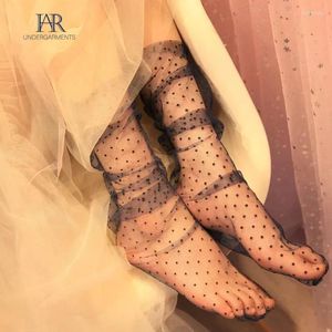 Donne Socks Woman Summer Cute Lolita Ladies Sexy Lace JK Sock Fashion Fashion Sliose Fishneble Calzone Principessa Tulle