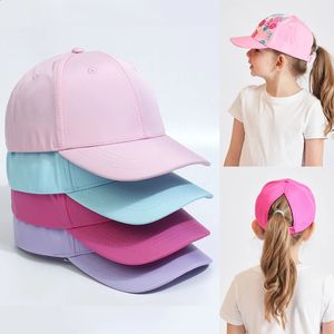 Moda Kids Baseball Cap for Girls Garotos Sun Hat Hollow Back Tail Caps Crianças Chapéus Hip Hop Ossos ajustáveis ​​240426