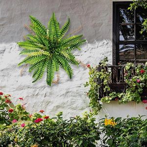 Dekorativa blommor konstgjorda ormbunkar för utomhus inomhus stora faux 28 fronds falska ormbunkar planter trädgård veranda ingång hem dekor