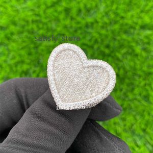 Fashion Jewelry Ring Heart Shape White Yellow Rose Gold Plated 925 Silver VVS Baguette Moissanite Ring For Gift