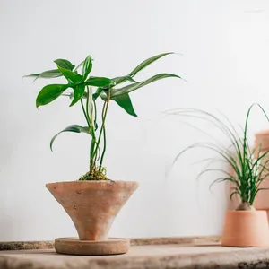 Wazony vintage ręcznie wykonany ceramiczny garnek w kształcie kapeluszu z tacą szorstką ceramikę kwiat mchu kulki