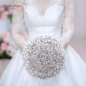 Wedding Flowers YouLaPan HF02 Sparkling Rhinestone Bouquets For Full Diamond Silver Bridal Bouquet Accessories Jewelry