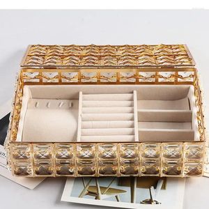 Bottles Light Luxury Crystal Square Jewelry Box Necklace Ring Storage Dresser Room Decoration European Style Home