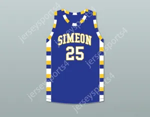 Пользовательский nay mens Youth/Kids Ben Wilson 25 Simeon Career Academy Rolverines Royal Blue Basketball Jerse